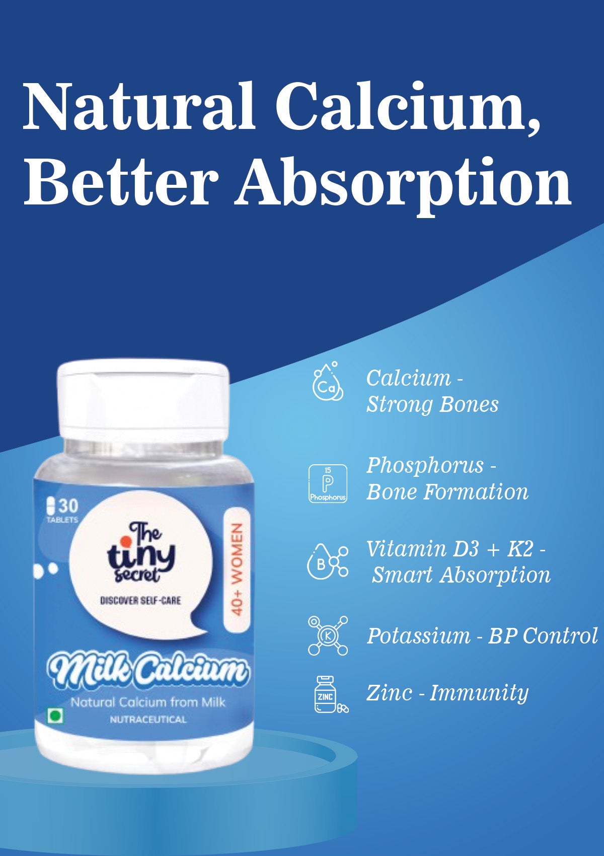TTS Milk Calcium 40+ Women | Natural Milk Calcium | Bone, Joint & Menopause Support